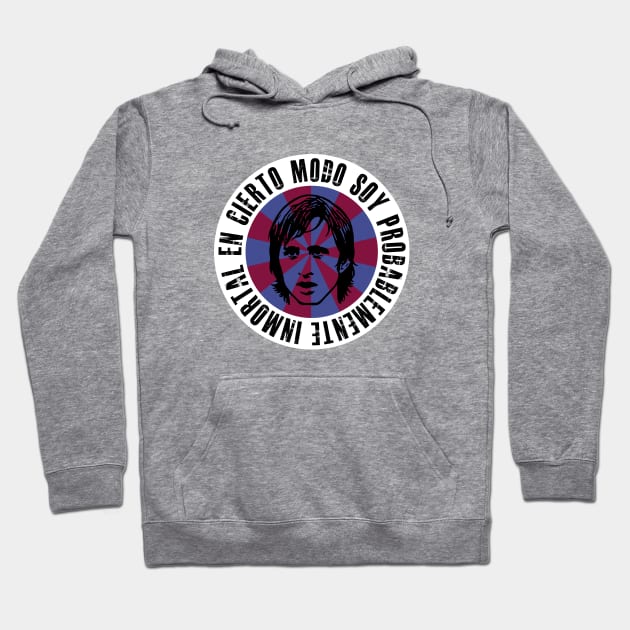 Cruyff design in Barça colours with quote Hoodie by Nikki Genee Art